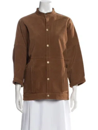 Pre-owned Current Elliott Leather Jacket In Brown
