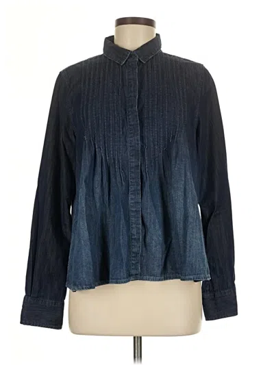 Pre-owned Current Elliott Long Sleeve Blouse In Blue