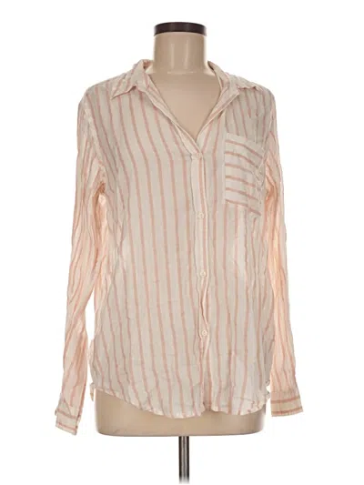 Pre-owned Current Elliott Long Sleeve Blouse In Ivory
