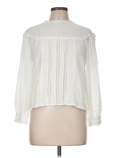 Pre-owned Current Elliott Long Sleeve Blouse In Ivory