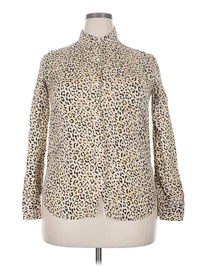 Pre-owned Current Elliott Long Sleeve Blouse In Ivory