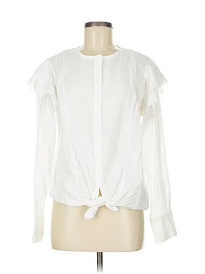Pre-owned Current Elliott Long Sleeve Blouse In White