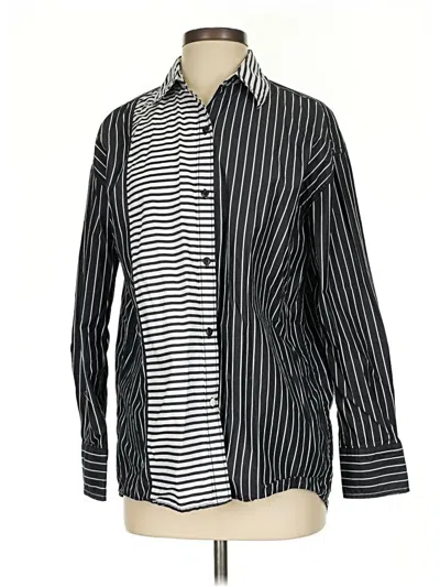 Pre-owned Current Elliott Long Sleeve Button Down Shirt In Black