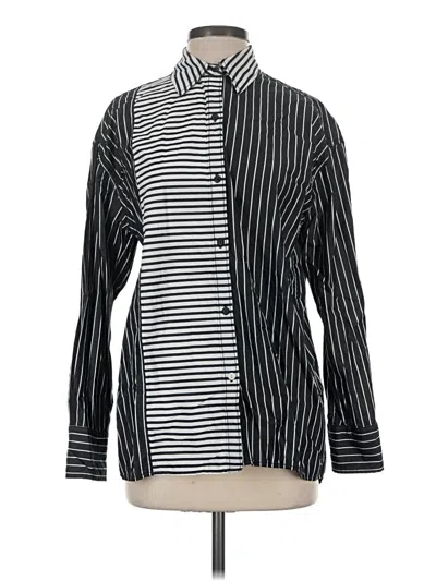Pre-owned Current Elliott Long Sleeve Button Down Shirt In Black