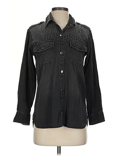 Pre-owned Current Elliott Long Sleeve Button Down Shirt In Black