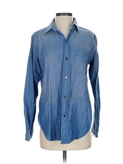Pre-owned Current Elliott Long Sleeve Button Down Shirt In Blue