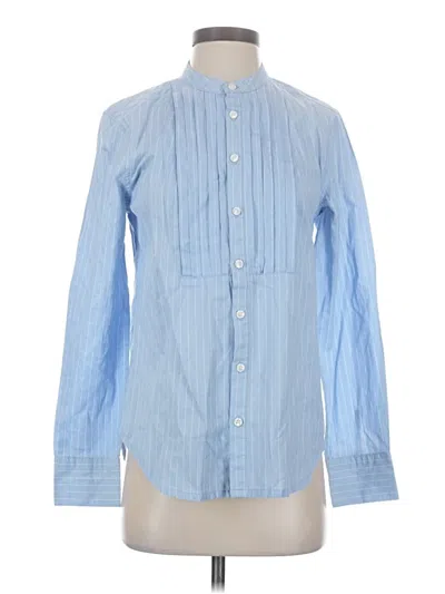 Pre-owned Current Elliott Long Sleeve Button Down Shirt In Blue