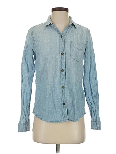 Pre-owned Current Elliott Long Sleeve Button Down Shirt In Blue
