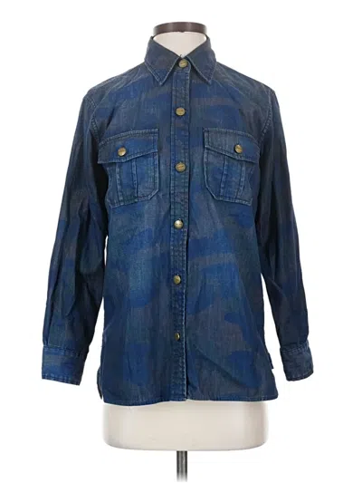 Pre-owned Current Elliott Long Sleeve Button Down Shirt In Blue
