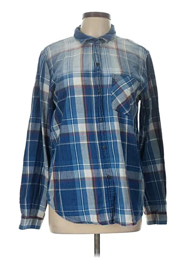 Pre-owned Current Elliott Long Sleeve Button Down Shirt In Blue