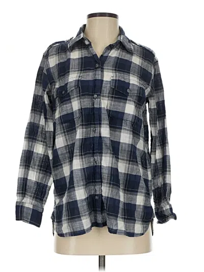 Pre-owned Current Elliott Long Sleeve Button Down Shirt In Blue
