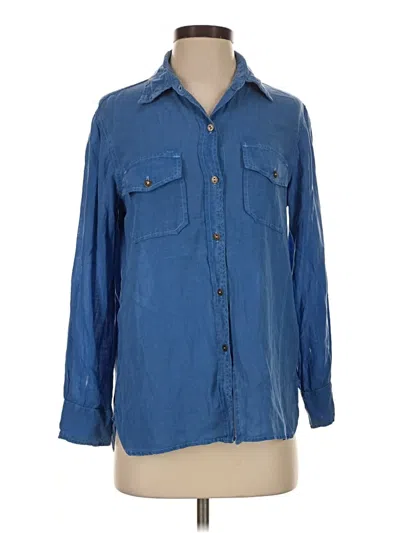 Pre-owned Current Elliott Long Sleeve Button Down Shirt In Blue
