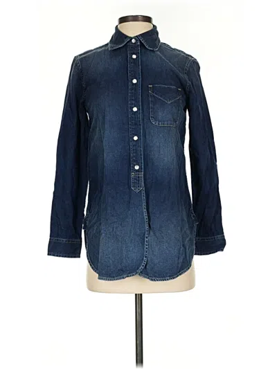 Current Elliott Long Sleeve Button Down Shirt In Blue