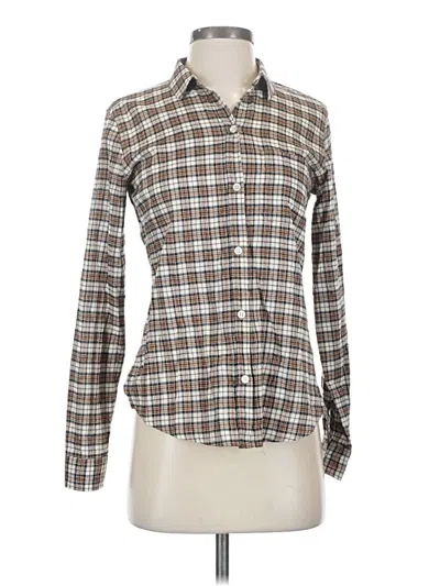 Pre-owned Current Elliott Long Sleeve Button Down Shirt In Brown