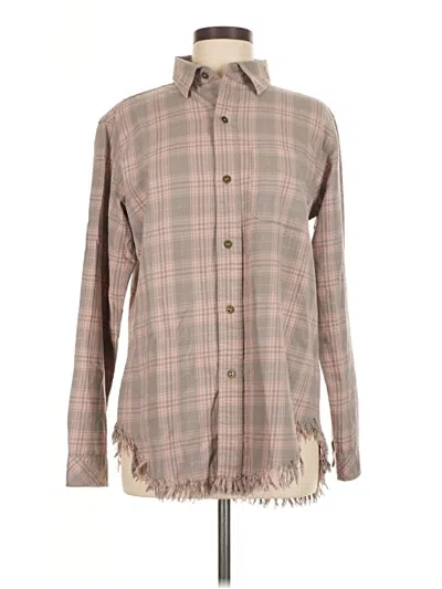 Pre-owned Current Elliott Long Sleeve Button Down Shirt In Brown