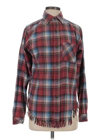 Pre-owned Current Elliott Long Sleeve Button Down Shirt In Burgundy