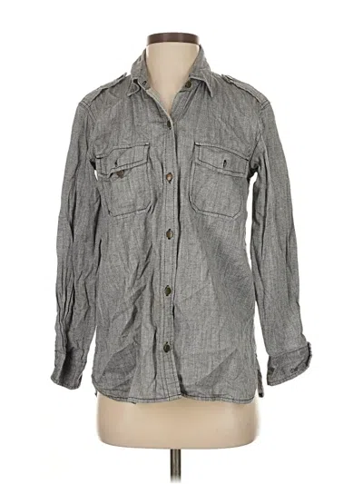 Pre-owned Current Elliott Long Sleeve Button Down Shirt In Gray