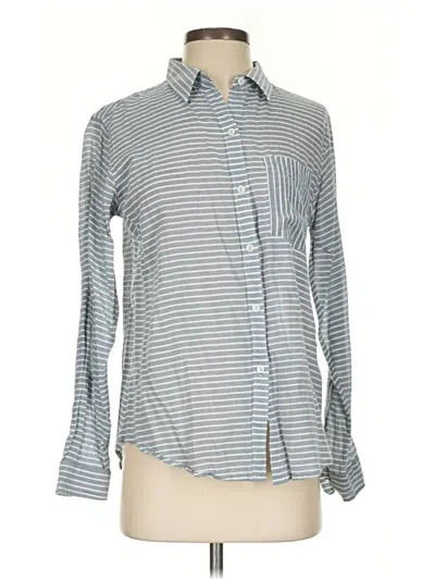 Pre-owned Current Elliott Long Sleeve Button Down Shirt In Gray