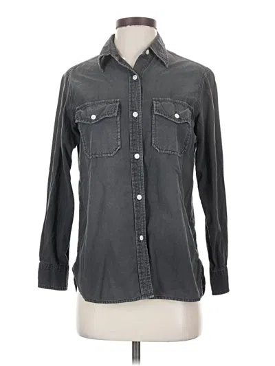 Pre-owned Current Elliott Long Sleeve Button Down Shirt In Gray