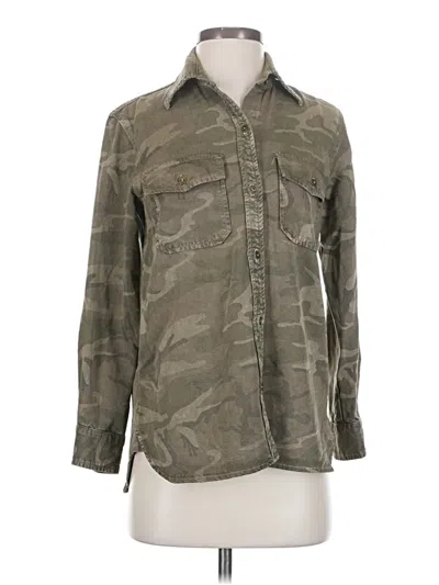 Pre-owned Current Elliott Long Sleeve Button Down Shirt In Green