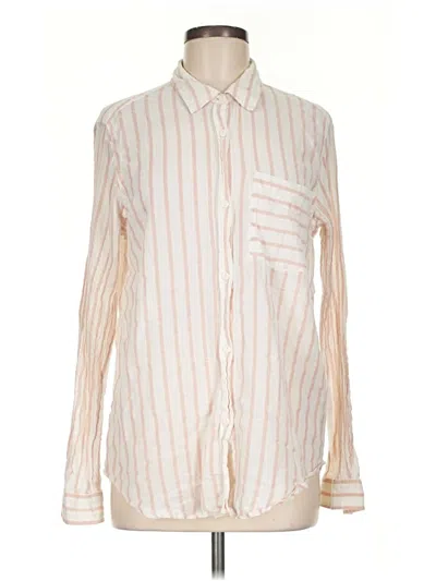 Pre-owned Current Elliott Long Sleeve Button Down Shirt In Ivory