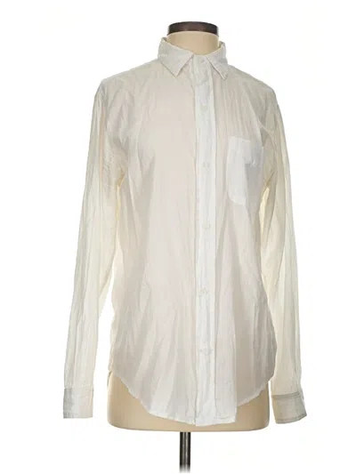 Pre-owned Current Elliott Long Sleeve Button Down Shirt In Ivory