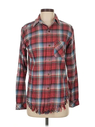 Pre-owned Current Elliott Long Sleeve Button Down Shirt In Red