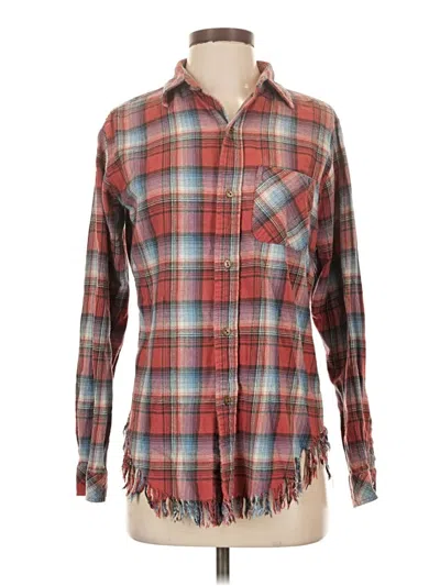 Pre-owned Current Elliott Long Sleeve Button Down Shirt In Red