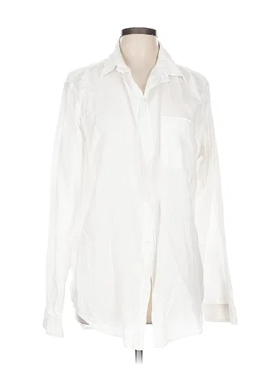 Pre-owned Current Elliott Long Sleeve Button Down Shirt In White