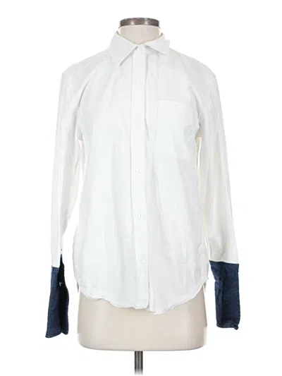 Pre-owned Current Elliott Long Sleeve Button Down Shirt In White
