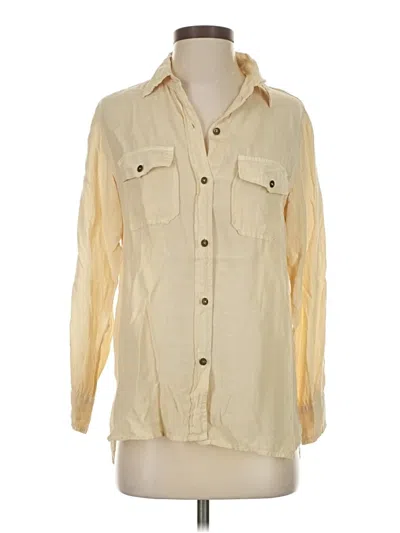 Pre-owned Current Elliott Long Sleeve Button Down Shirt In White