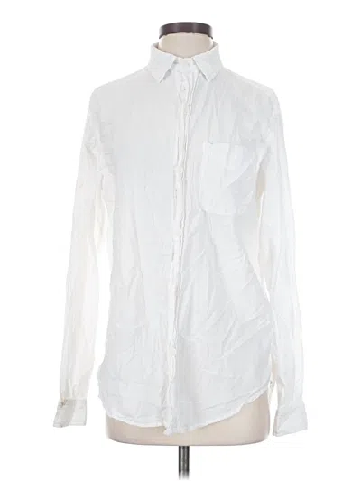 Pre-owned Current Elliott Long Sleeve Button Down Shirt In White