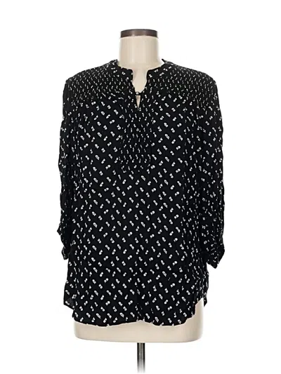 Pre-owned Current Elliott Long Sleeve Henley Shirt In Black