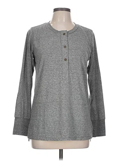 Pre-owned Current Elliott Long Sleeve Henley Shirt In Gray