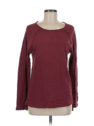 Pre-owned Current Elliott Long Sleeve T-shirt In Burgundy