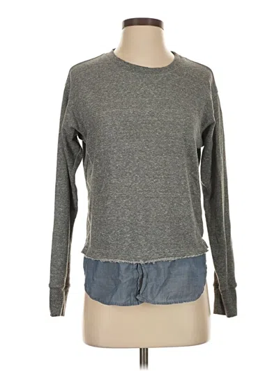 Pre-owned Current Elliott Long Sleeve Top Gray Crew Neck Tops