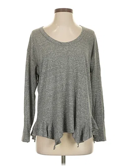 Pre-owned Current Elliott Long Sleeve Top Gray Scoop Neck Tops