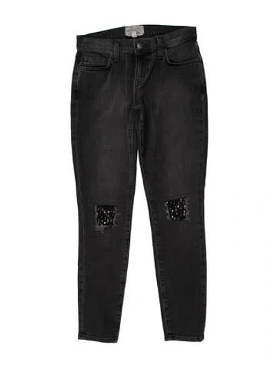 Pre-owned Current Elliott Low-rise Skinny Leg Jeans In Black