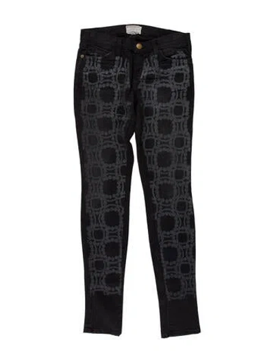 Pre-owned Current Elliott Low-rise Skinny Leg Jeans In Black