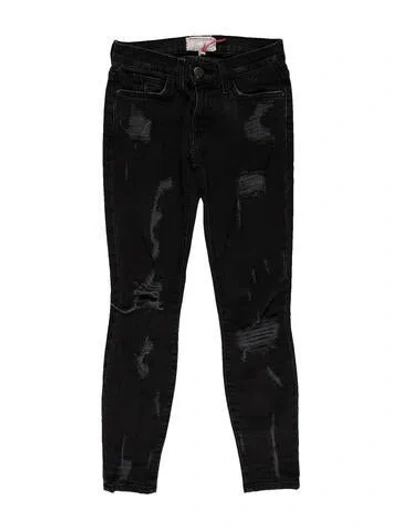 Pre-owned Current Elliott Low-rise Skinny Leg Jeans In Black