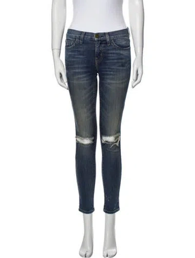Pre-owned Current Elliott Low-rise Skinny Leg Jeans In Blue