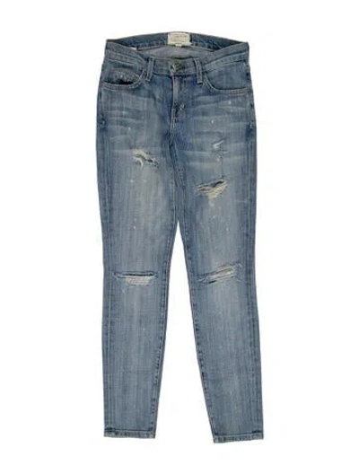 Pre-owned Current Elliott Low-rise Skinny Leg Jeans In Blue