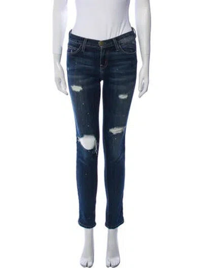 Pre-owned Current Elliott Low-rise Skinny Leg Jeans In Blue