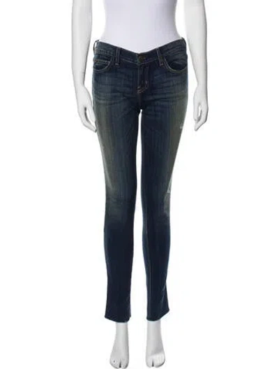 Pre-owned Current Elliott Low-rise Skinny Leg Jeans In Blue
