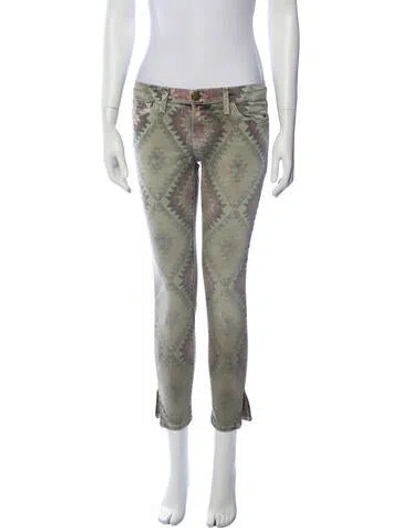 Pre-owned Current Elliott Low-rise Skinny Leg Jeans In Green