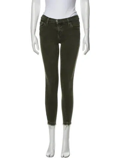 Pre-owned Current Elliott Low-rise Skinny Leg Jeans In Green