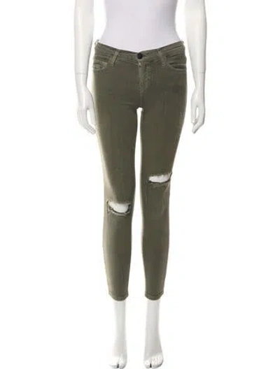 Pre-owned Current Elliott Low-rise Skinny Leg Jeans In Green