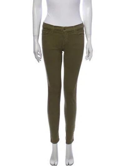 Pre-owned Current Elliott Low-rise Skinny Leg Jeans In Green