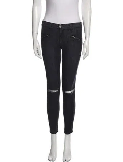 Pre-owned Current Elliott Mid-rise Skinny Leg Jeans In Black