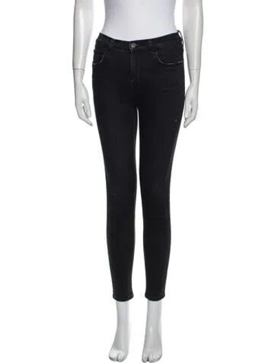Pre-owned Current Elliott Mid-rise Skinny Leg Jeans In Black